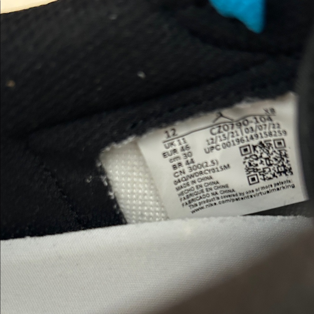 Air Jordan 1 Low Nike Men's Black and Dark Powder Blue Athletic Shoes - Picture 7 of 9